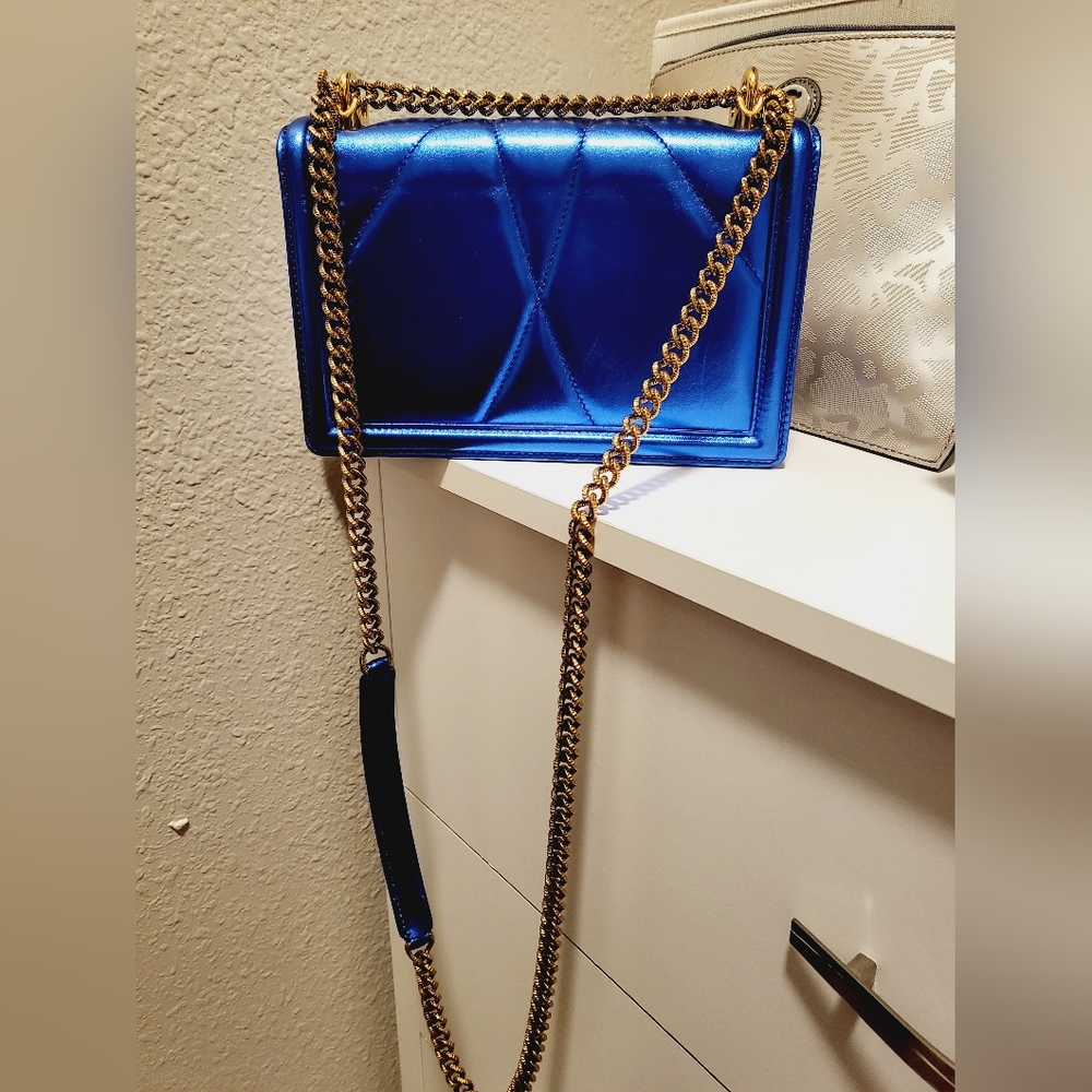 METALLIC BLUE and GOLD Dolce & Gabbana DEVOTION HANDBAG Crossbody - Picture 3 of 8